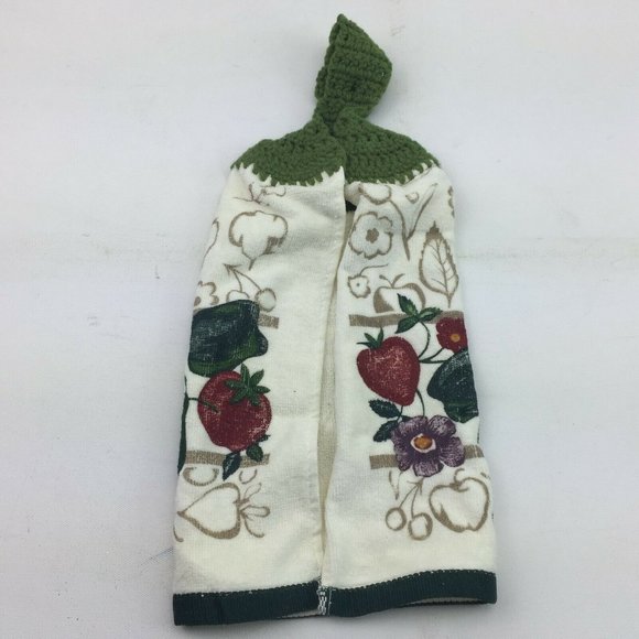 Cecil Saydah Kitchen Hand Towel Button Knit Strap Top Hanging Food Fruit Theme - Picture 3 of 5